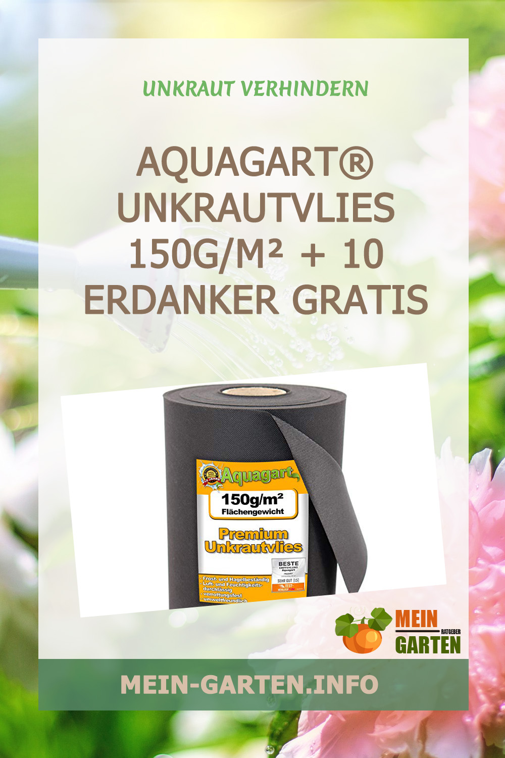 Aquagart® Unkrautvlies 150g/m² + 10 Erdanker Gratis günstig kaufen