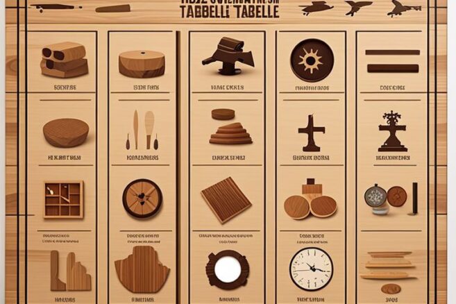 Holz-Gewicht-Tabelle von beliebten Holzarten