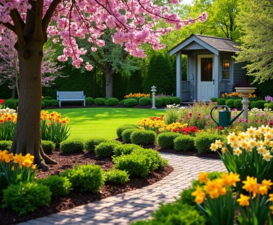 Gartenpflege im Frühling: Tipps zur Gartengestaltung [Bildinhalt mit KI erstellt]