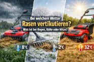 Bei welchem Wetter Rasen vertikutieren? [Bildinhalt mit KI erstellt]