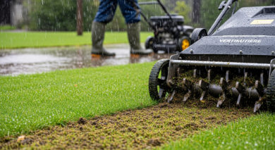 Rasen vertikutieren bei Regen