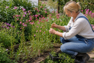 mandelröschen clarkia editorial [Bildinhalt mit KI erstellt]