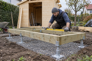 Ein Gartenhaus aus Holz als DIY-Projekt – mit dem Fundament ohne Beton von LogFoot